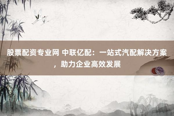 股票配资专业网 中联亿配:一站式汽配解决方案,助力企业高效发展