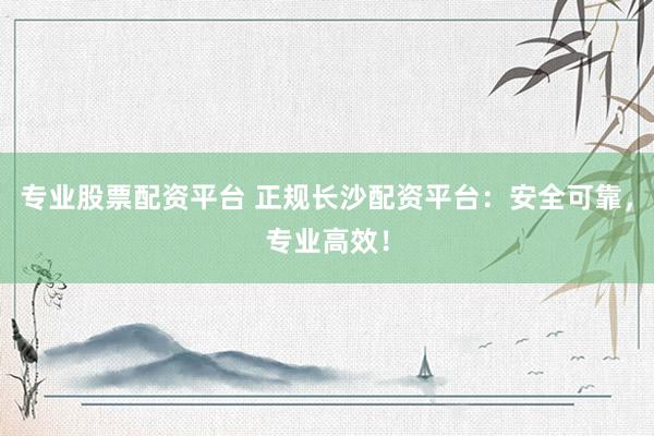 专业股票配资平台 正规长沙配资平台：安全可靠，专业高效！
