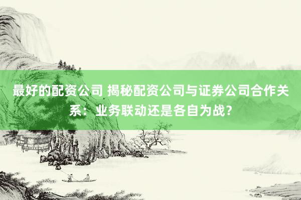 最好的配资公司 揭秘配资公司与证券公司合作关系：业务联动还是各自为战？