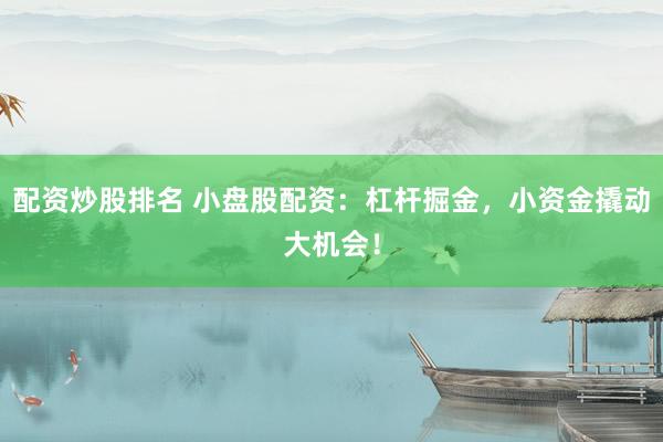 配资炒股排名 小盘股配资：杠杆掘金，小资金撬动大机会！