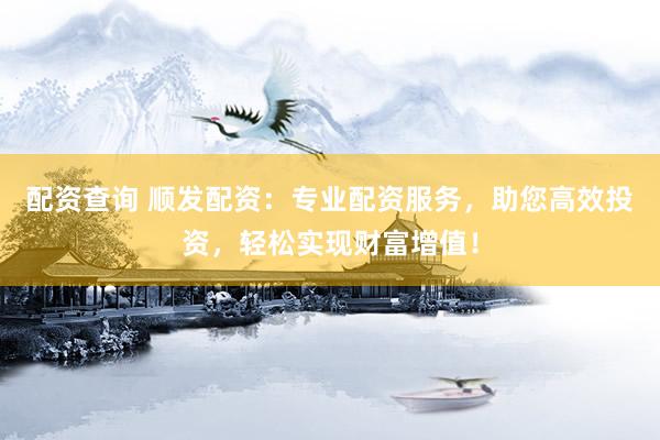 配资查询 顺发配资：专业配资服务，助您高效投资，轻松实现财富增值！