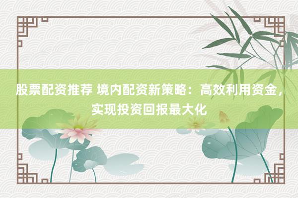 股票配资推荐 境内配资新策略：高效利用资金，实现投资回报最大化