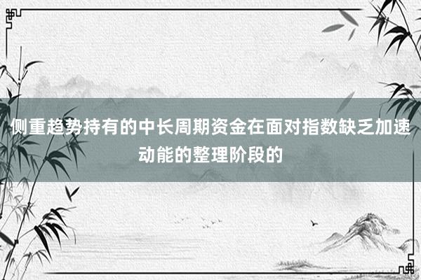 侧重趋势持有的中长周期资金在面对指数缺乏加速动能的整理阶段的