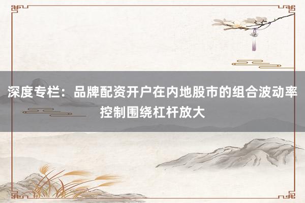 深度专栏：品牌配资开户在内地股市的组合波动率控制围绕杠杆放大