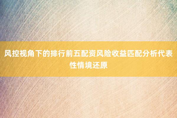 风控视角下的排行前五配资风险收益匹配分析代表性情境还原