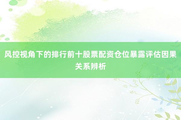 风控视角下的排行前十股票配资仓位暴露评估因果关系辨析