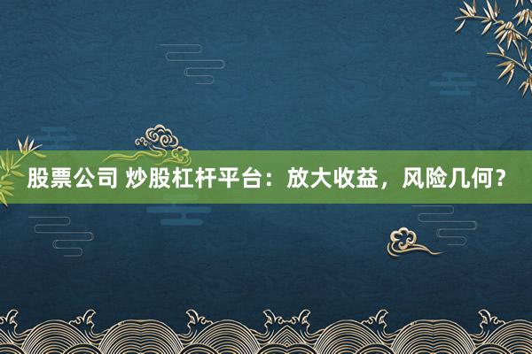 股票公司 炒股杠杆平台:放大收益,风险几何?