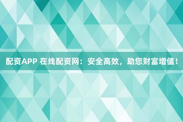 配资APP 在线配资网：安全高效，助您财富增值！