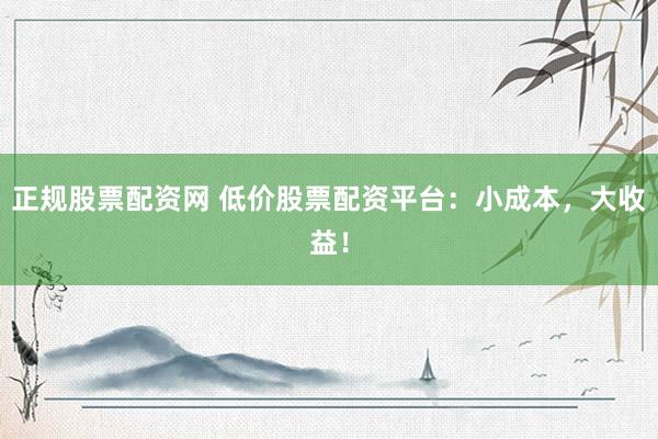 正规股票配资网 低价股票配资平台：小成本，大收益！