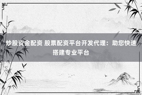 炒股资金配资 股票配资平台开发代理：助您快速搭建专业平台